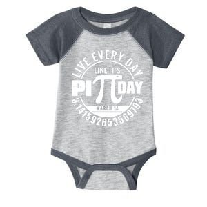 Live Every Day Like It's Pi Day March 14 3.14 Emblem Infant Baby Jersey Bodysuit