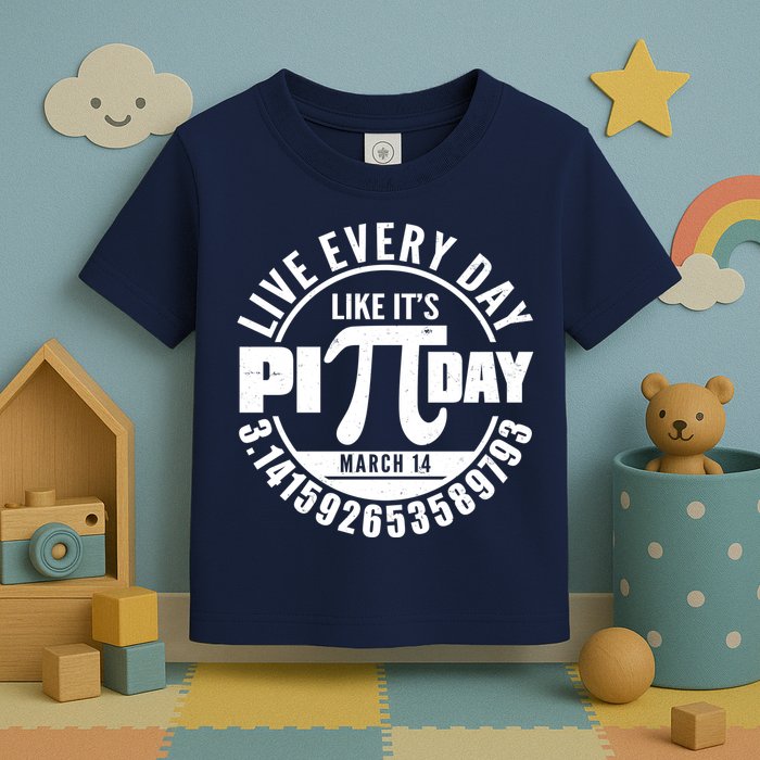 Live Every Day Like It's Pi Day March 14 3.14 Emblem Toddler T-Shirt