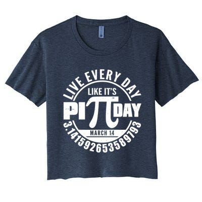 Live Every Day Like It's Pi Day March 14 3.14 Emblem Crop Top