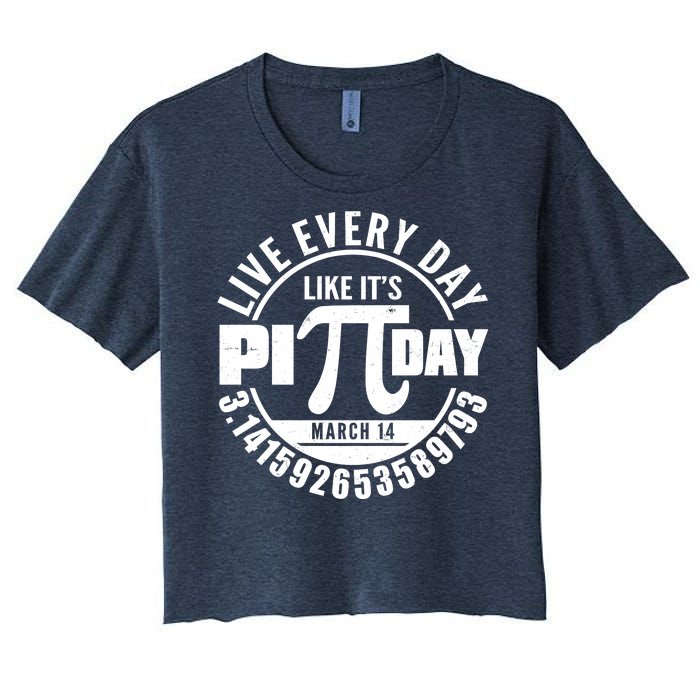 Live Every Day Like It's Pi Day March 14 3.14 Emblem Women's Crop Top Tee