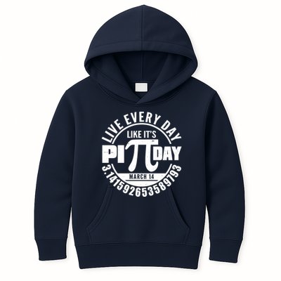 Live Every Day Like It's Pi Day March 14 3.14 Emblem Kids Hoodie