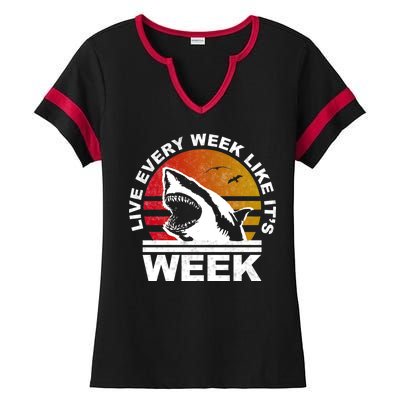 Live Every Week Like It's Shark Week Ladies Halftime Notch Neck Tee