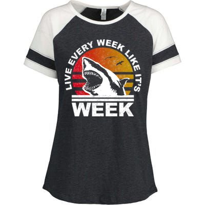 Live Every Week Like It's Shark Week Enza Ladies Jersey Colorblock Tee