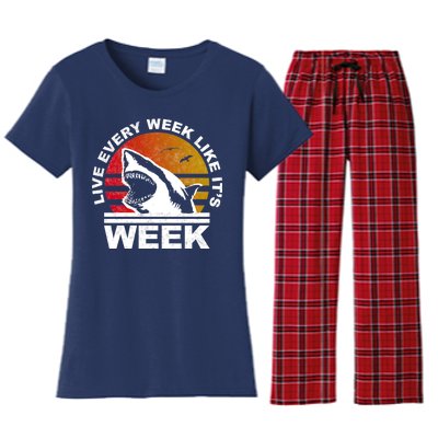 Live Every Week Like It's Shark Week Women's Flannel Pajama Set