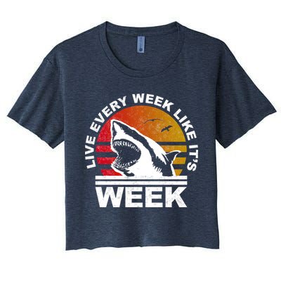 Live Every Week Like It's Shark Week Crop Top