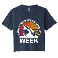 Live Every Week Like It's Shark Week Crop Top