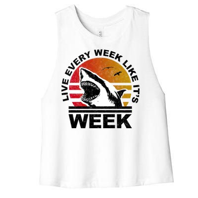 Live Every Week Like It's Shark Week Women's Racerback Cropped Tank