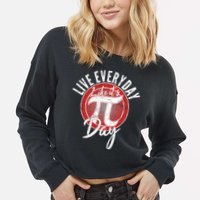 Live Everyday Like It's PI 3.14 Day Cropped Pullover Crew
