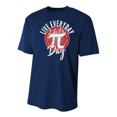 Live Everyday Like It's PI 3.14 Day Youth Performance Sprint T-Shirt