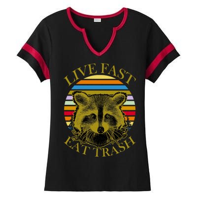 Live Fast Eat Trash Ladies Halftime Notch Neck Tee