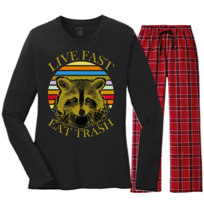 Live Fast Eat Trash Women's Long Sleeve Flannel Pajama Set 