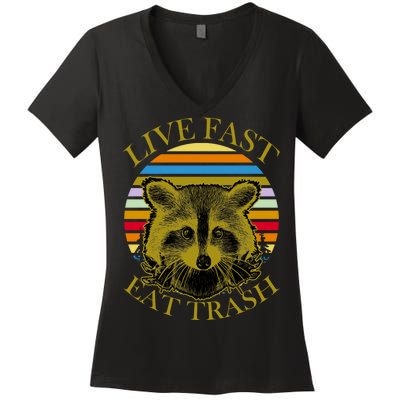 Live Fast Eat Trash Women's V-Neck T-Shirt