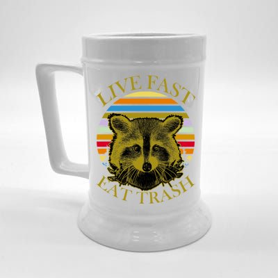 Live Fast Eat Trash Beer Stein