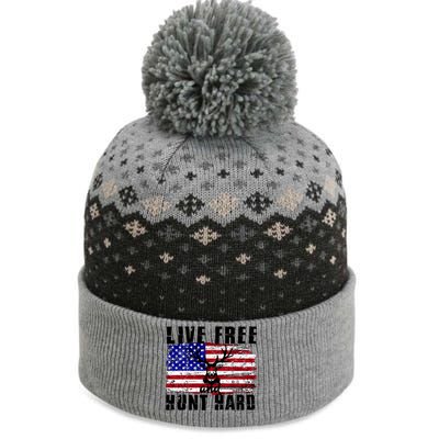 Live Free Hunt Hard The Baniff Cuffed Pom Beanie