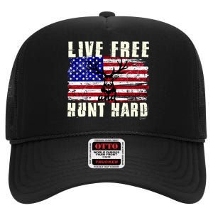 Live Free Hunt Hard High Crown Mesh Back Trucker Hat