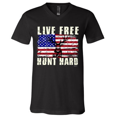 Live Free Hunt Hard V-Neck T-Shirt