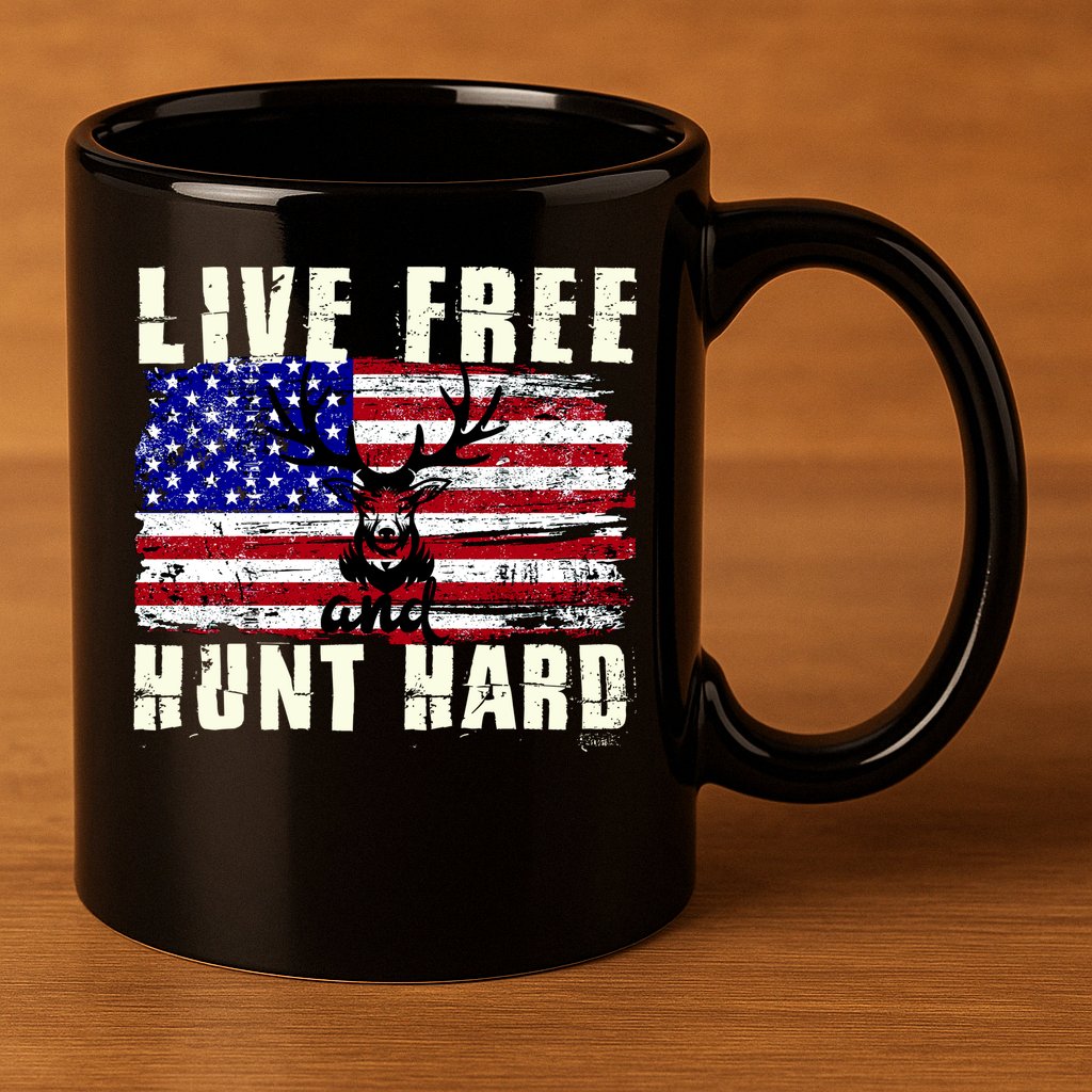 Live Free Hunt Hard 11oz C Handle Ceramic Mug