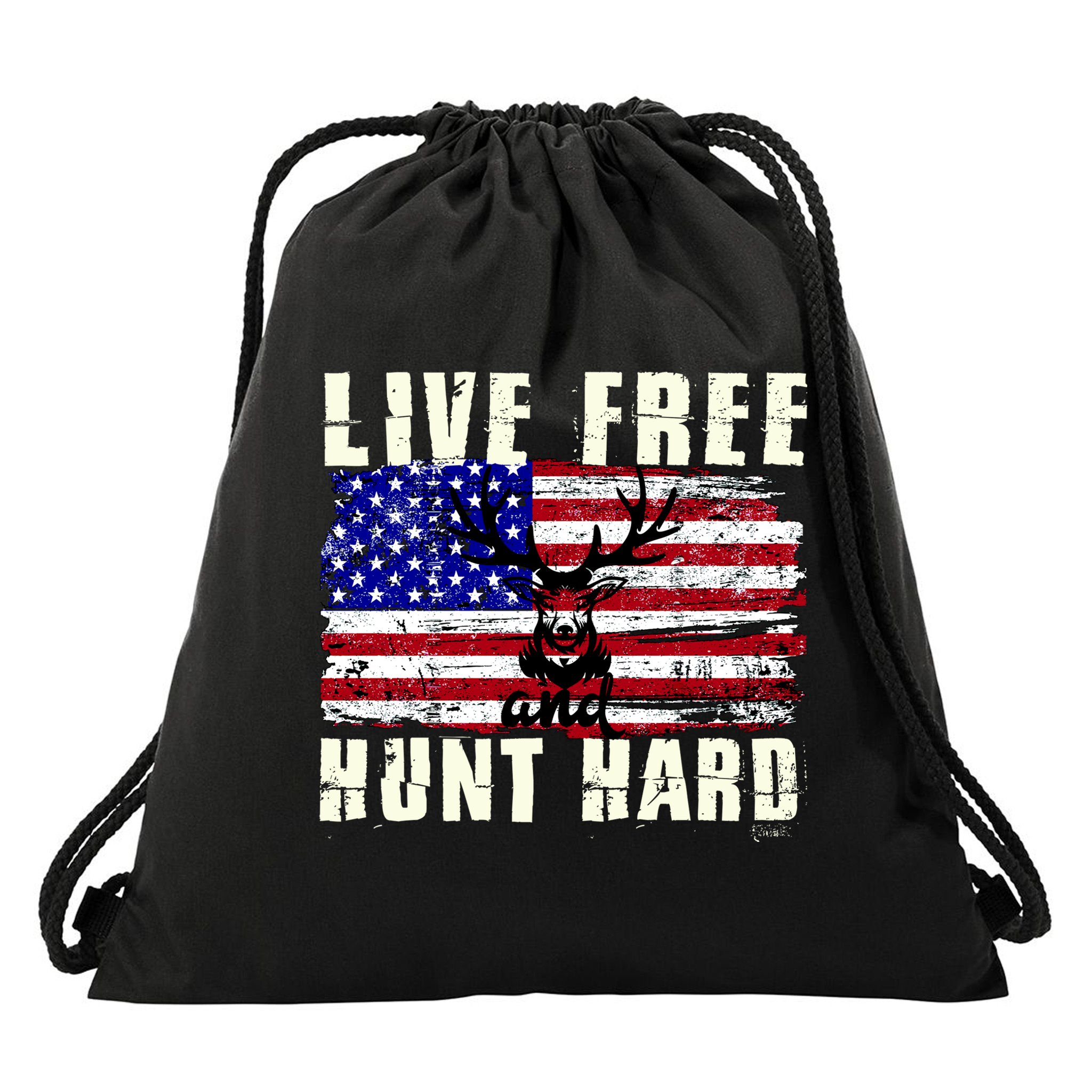 Live Free Hunt Hard Drawstring Bag