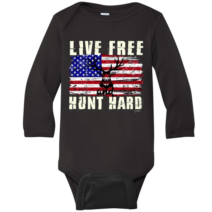 Live Free Hunt Hard Baby Long Sleeve Bodysuit