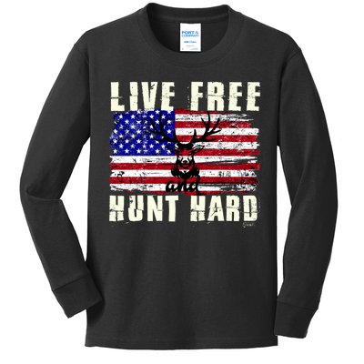 Live Free Hunt Hard Kids Long Sleeve Shirt