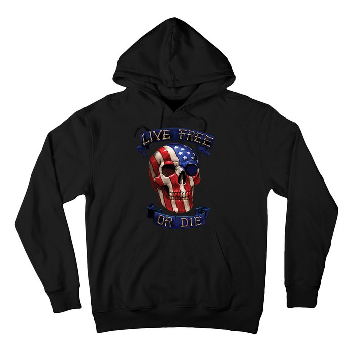 Live Free Or Die Patriot Skull USA Pride Hoodie