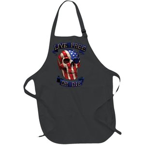 Live Free Or Die Patriot Skull USA Pride Full-Length Apron With Pockets