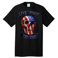 Live Free Or Die Patriot Skull USA Pride Tall T-Shirt