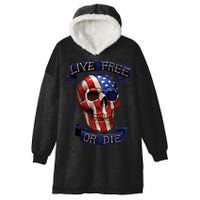 Live Free Or Die Patriot Skull USA Pride Hooded Wearable Blanket