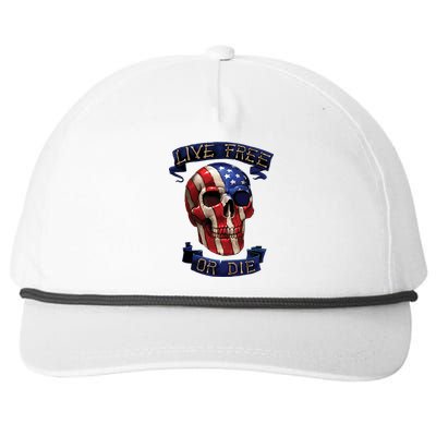 Live Free Or Die Patriot Skull USA Pride Snapback Five-Panel Rope Hat