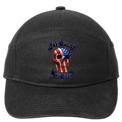 Live Free Or Die Patriot Skull USA Pride 7-Panel Snapback Hat