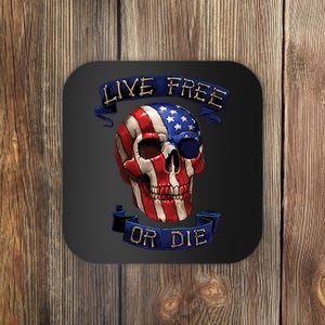 Live Free Or Die Patriot Skull USA Pride Coaster