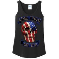 Live Free Or Die Patriot Skull USA Pride Ladies Essential Tank