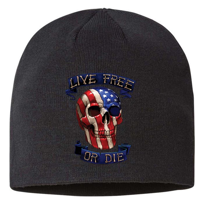 Live Free Or Die Patriot Skull USA Pride Sustainable Beanie