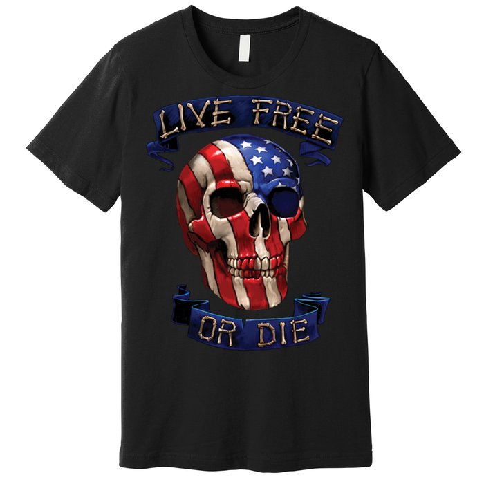 Live Free Or Die Patriot Skull USA Pride Premium T-Shirt