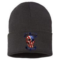 Live Free Or Die Patriot Skull USA Pride Sustainable Knit Beanie