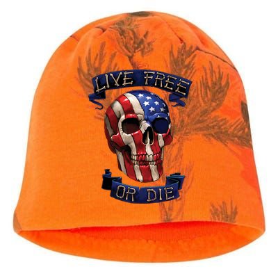 Live Free Or Die Patriot Skull USA Pride Kati - Camo Knit Beanie