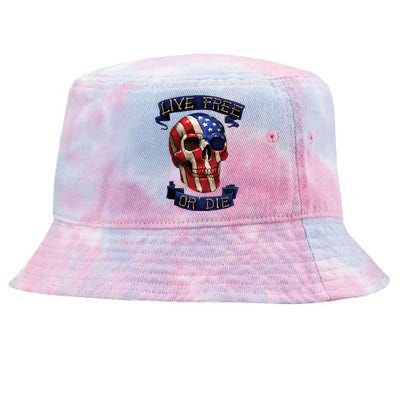 Live Free Or Die Patriot Skull USA Pride Tie-Dyed Bucket Hat