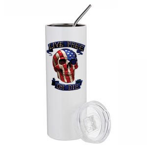 Live Free Or Die Patriot Skull USA Pride Stainless Steel Tumbler