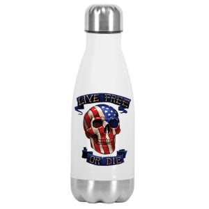 Live Free Or Die Patriot Skull USA Pride Stainless Steel Insulated Water Bottle