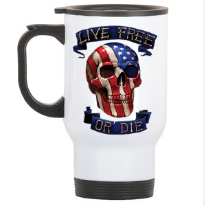 Live Free Or Die Patriot Skull USA Pride Stainless Steel Travel Mug