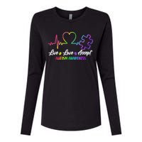 Live Love Accept Autism Awareness Rainbow Womens Cotton Relaxed Long Sleeve T-Shirt