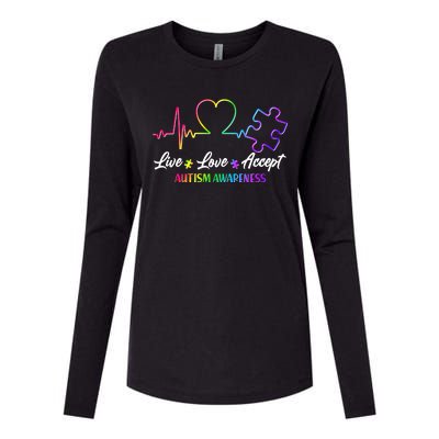 Live Love Accept Autism Awareness Rainbow Womens Cotton Relaxed Long Sleeve T-Shirt