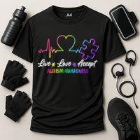 Live Love Accept Autism Awareness Rainbow Cooling Performance Crew T-Shirt
