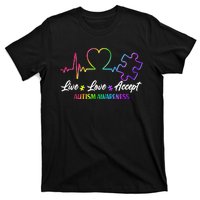 Live Love Accept Autism Awareness Rainbow T-Shirt