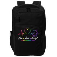 Live Love Accept Autism Awareness Rainbow Impact Tech Backpack