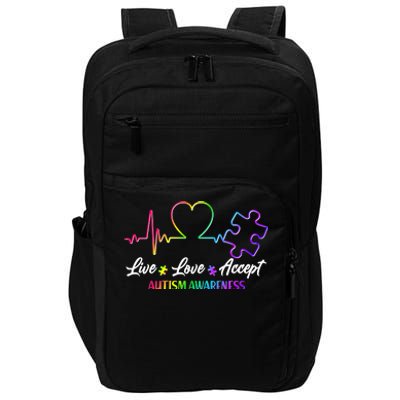 Live Love Accept Autism Awareness Rainbow Impact Tech Backpack