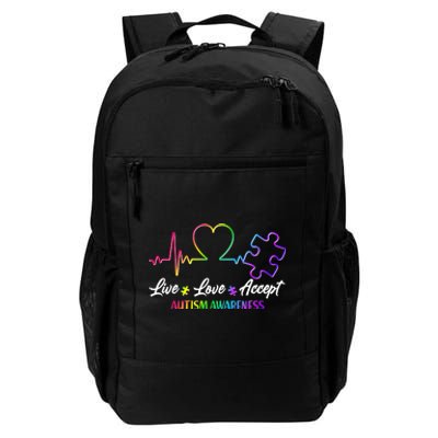 Live Love Accept Autism Awareness Rainbow Daily Commute Backpack