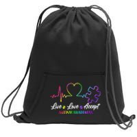 Live Love Accept Autism Awareness Rainbow Sweatshirt Cinch Pack Bag