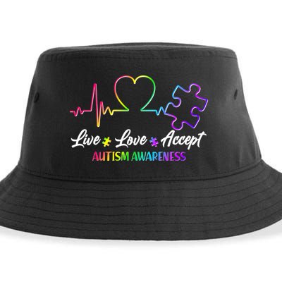 Live Love Accept Autism Awareness Rainbow Sustainable Bucket Hat
