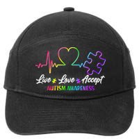 Live Love Accept Autism Awareness Rainbow 7-Panel Snapback Hat